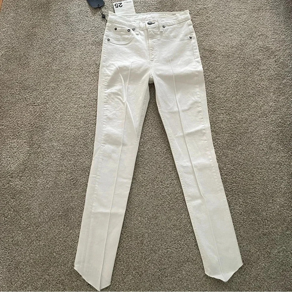RAG & BONE Stretch Slimming Skinny White High Rise Ankle Jeans Size 25 NWT - Picture 4 of 15
